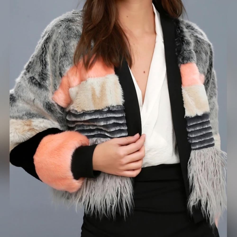 Young Fabulous & Broke Multicolor Faux Fur Teddy Jacket
